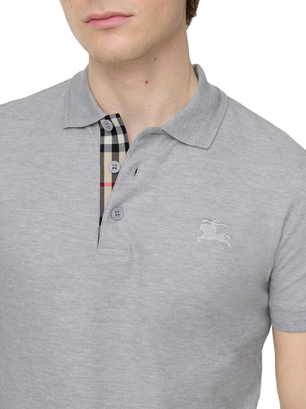 Burberry Men Eddie Polo Shirt Pale Grey - Image 3