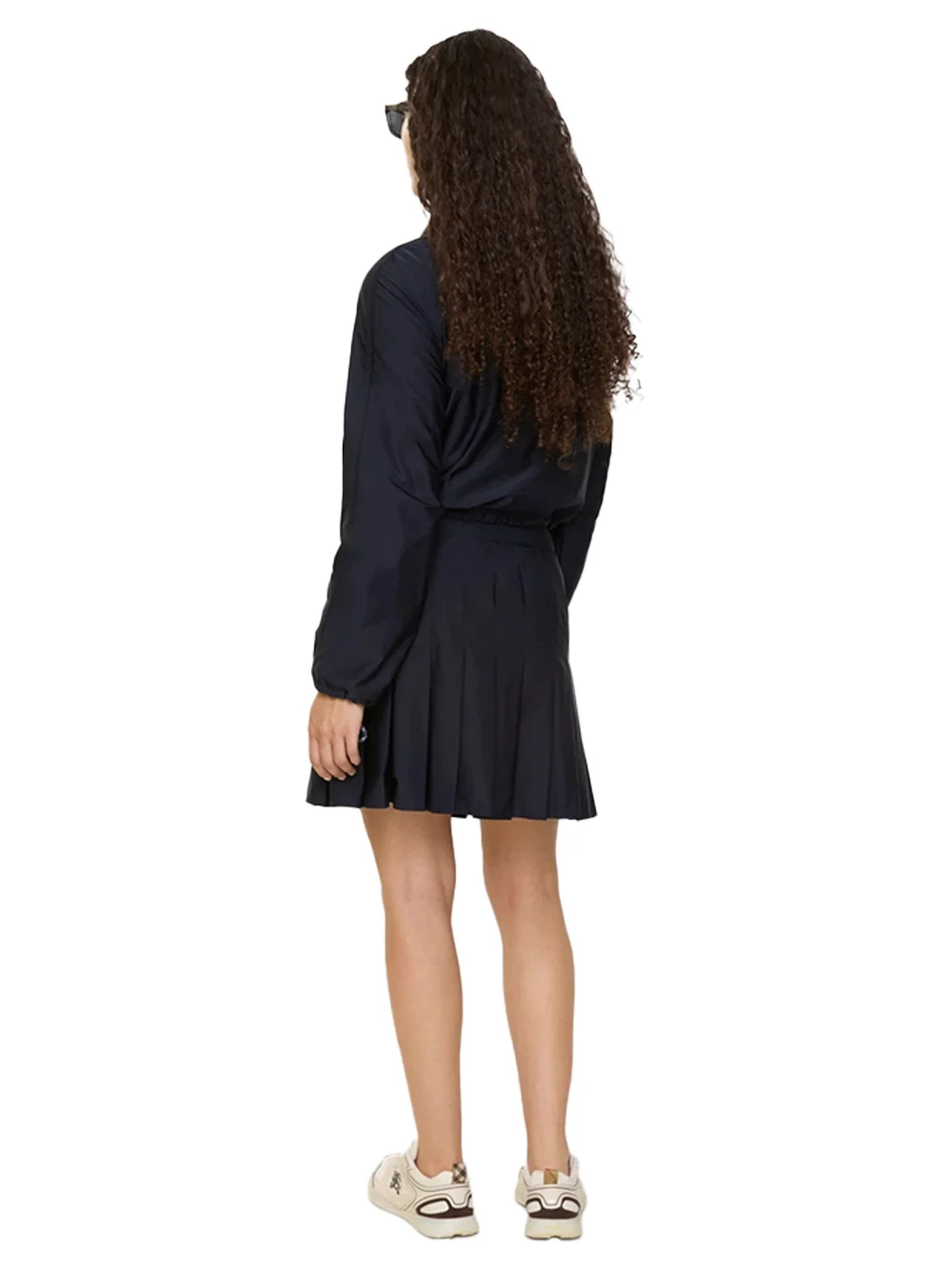 Burberry Women Pleated Stretch Nylon Mini Skirt Navy - Image 3