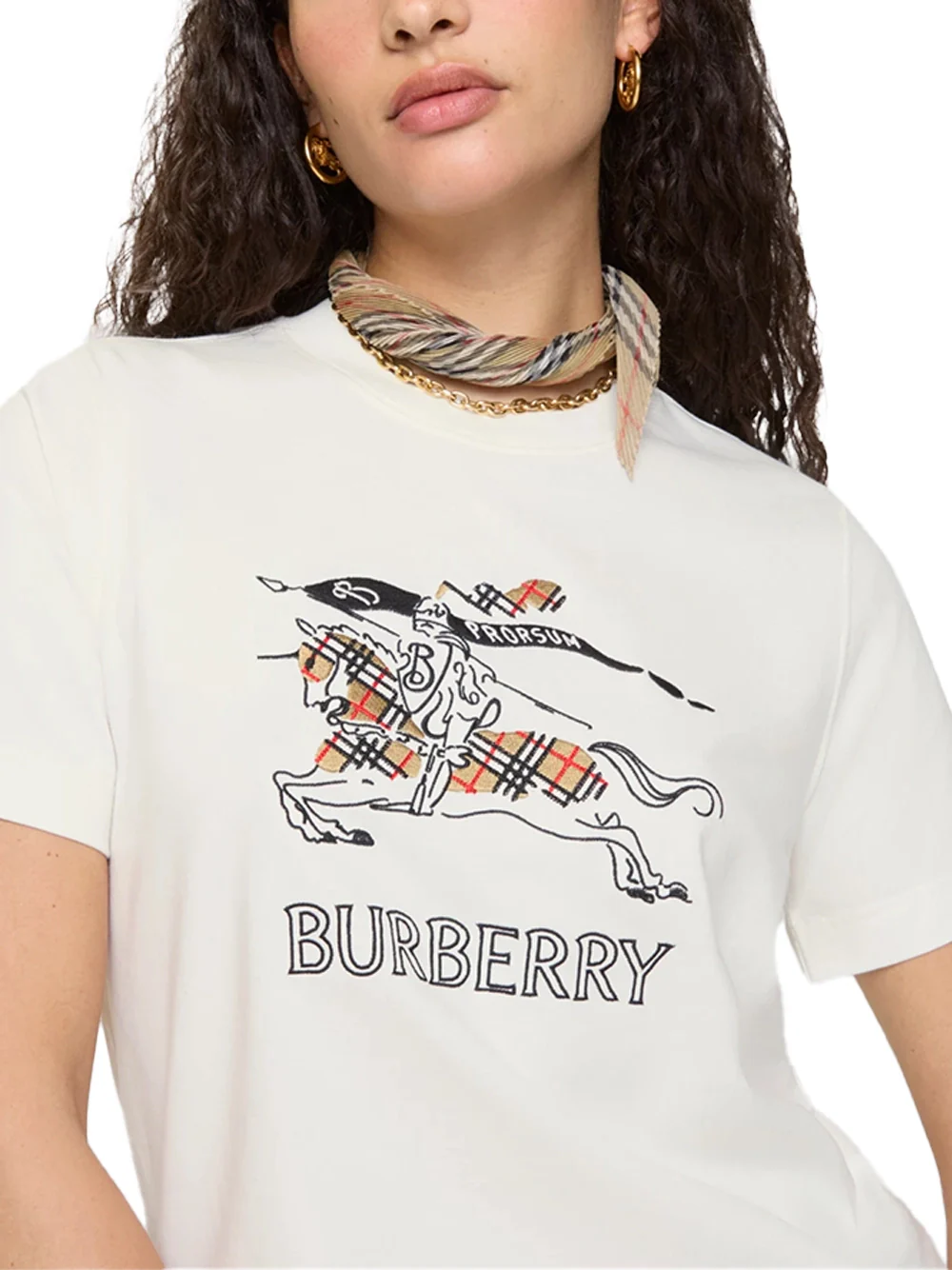 Burberry Women EKD Sketch Cotton T-shirt White - Image 3