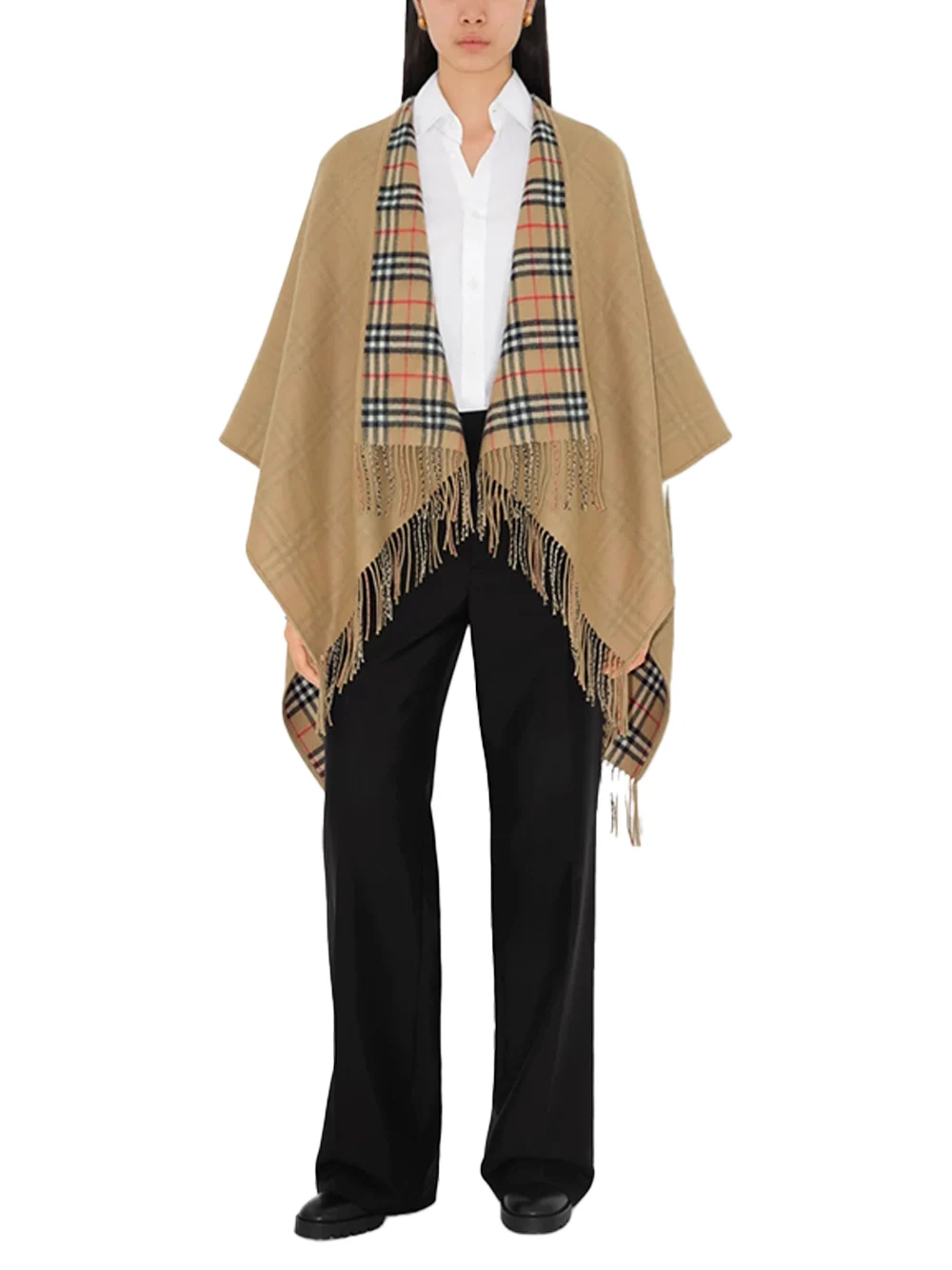 Burberry Women Wool Cape Reversible A Beige - Image 2