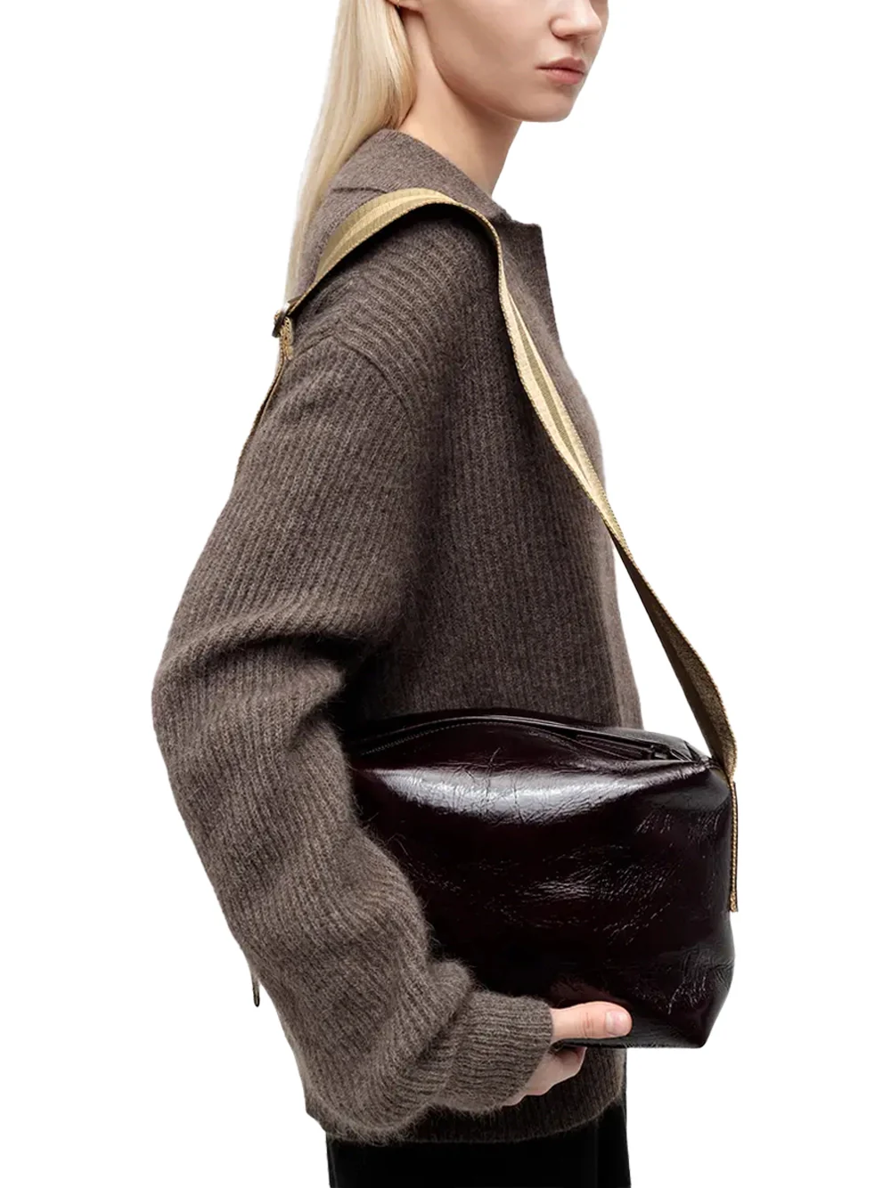 Uma Wang Medium Shoulder Bag Wine / Mustard - Image 4