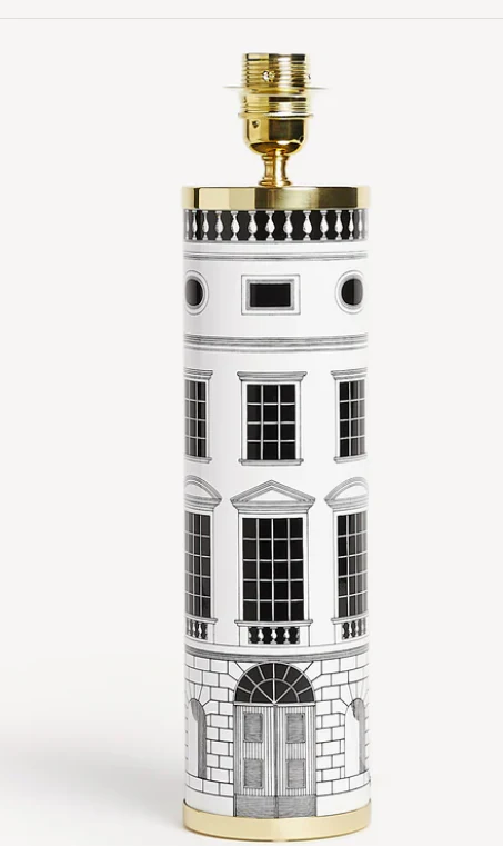 Fornasetti Cylindrical Architetura Lamp Base Black/White