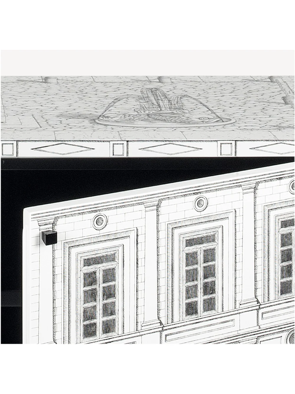 Fornasetti Raised Sideboard Architettura Cabinet Black/White - Image 4