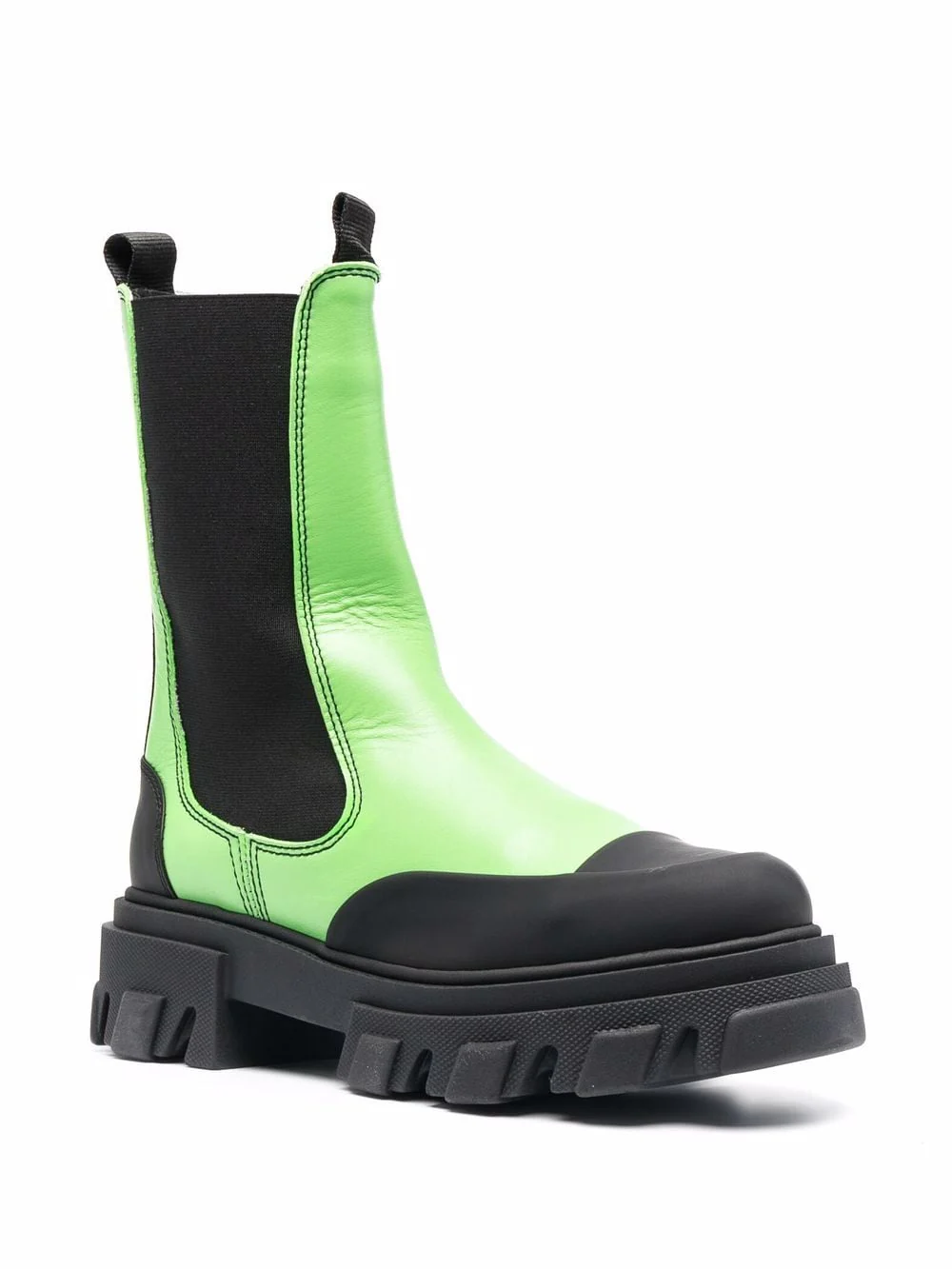 Ganni Leather Mid-Calf Chelsea Boots Flash Green - Image 2