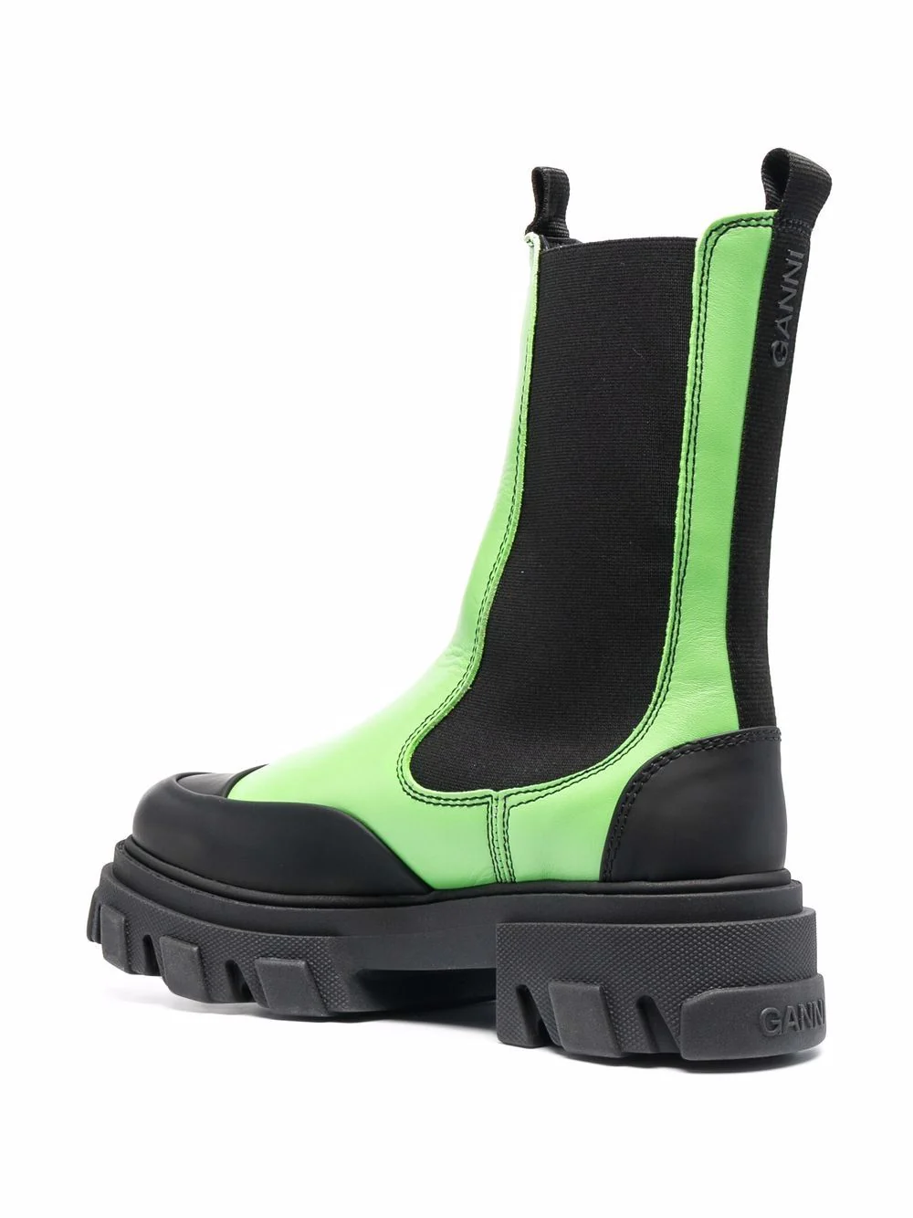 Ganni Leather Mid-Calf Chelsea Boots Flash Green - Image 3