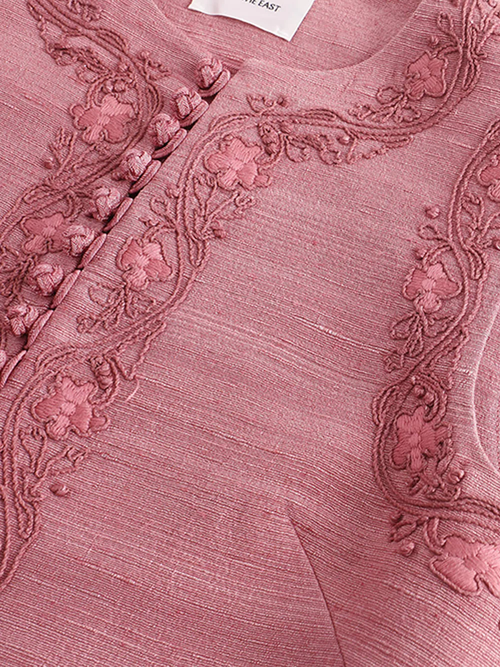 Into The East Soft Pink Women embroidered buttoned tussah silk vest - Image 10