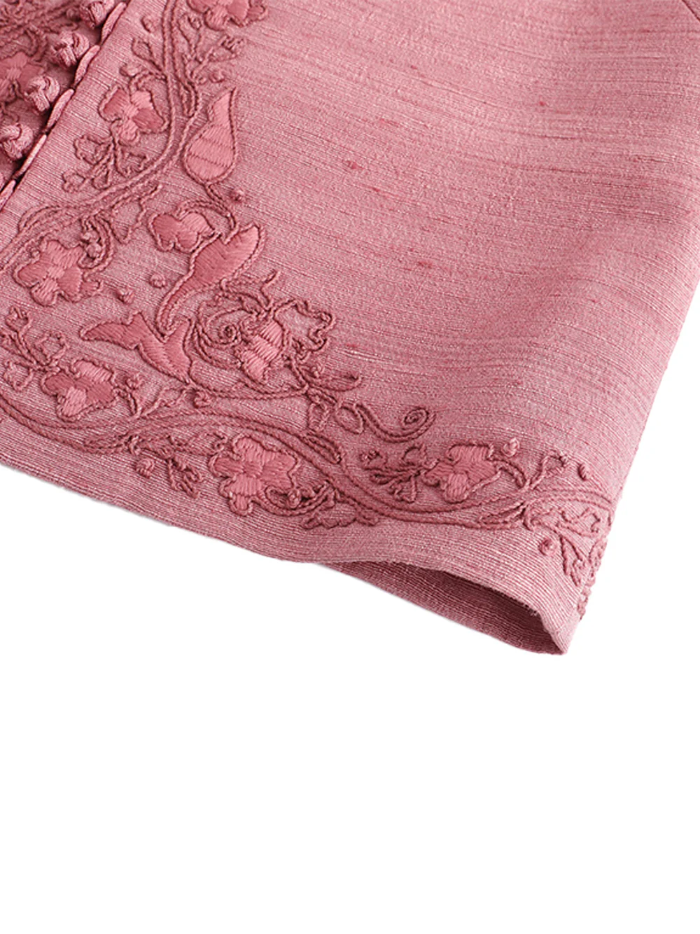 Into The East Soft Pink Women embroidered buttoned tussah silk vest - Image 13