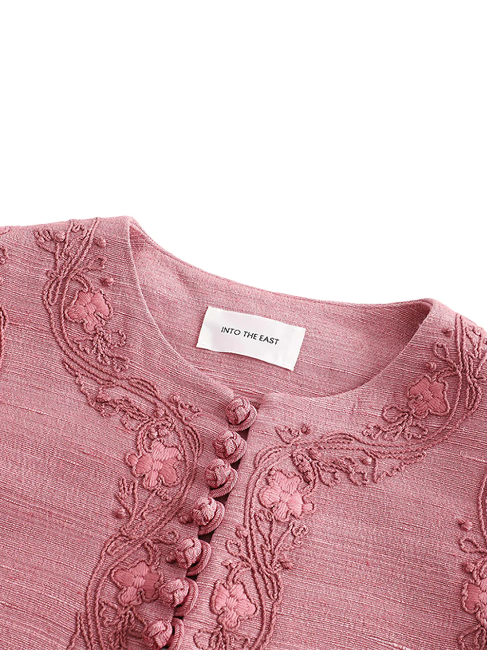 Into The East Soft Pink Women embroidered buttoned tussah silk vest - Image 9