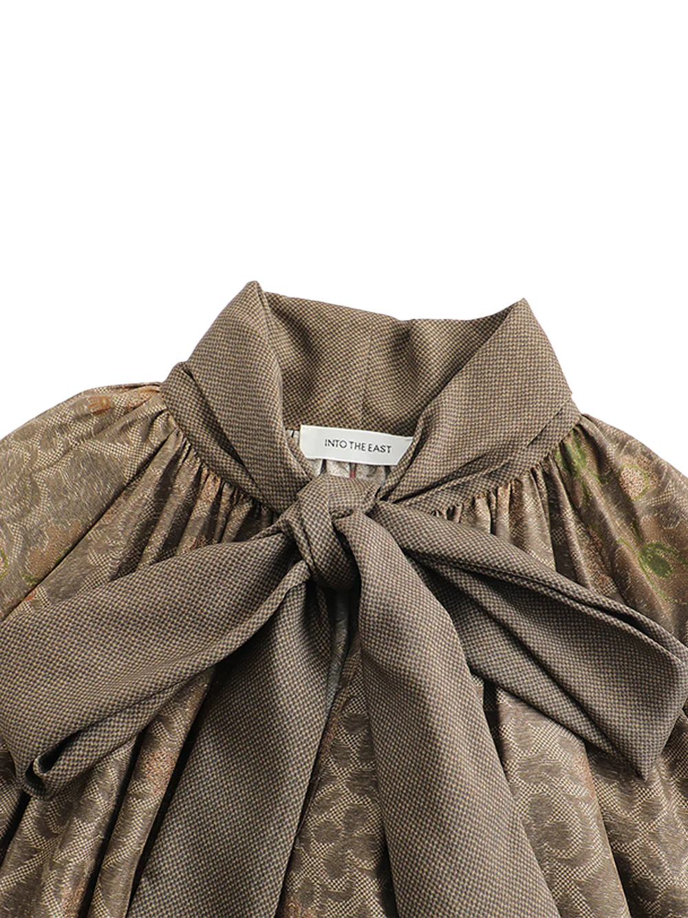 Into The East Women Moss Green Printed Silk Tie-Front Shirt - Image 4