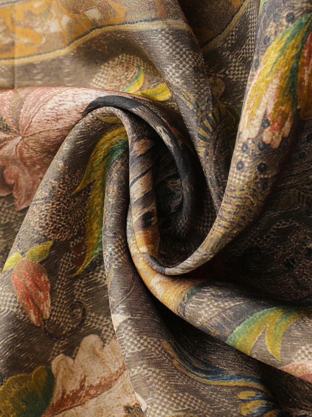 Into The East Women Moss Green Printed Silk Tie-Front Shirt - Image 7