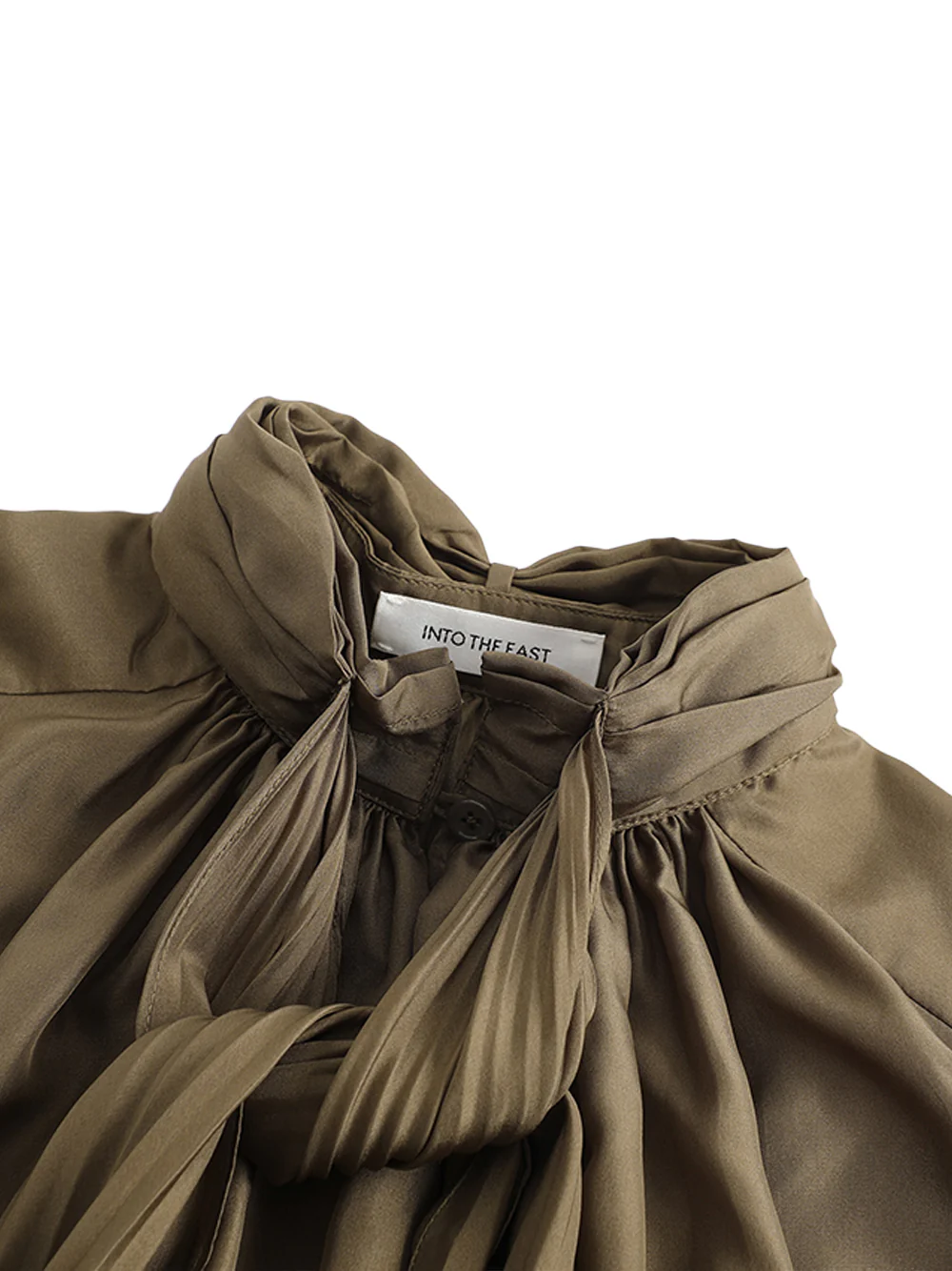 Into The East Women Moss Green Silk Tie-Front Shirt - Image 6