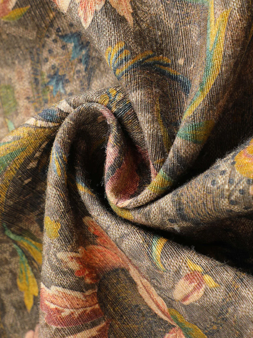Into The East Women Moss Green Tone-on-Tone Printed Tussah Silk Open-Front Jacket - Image 12