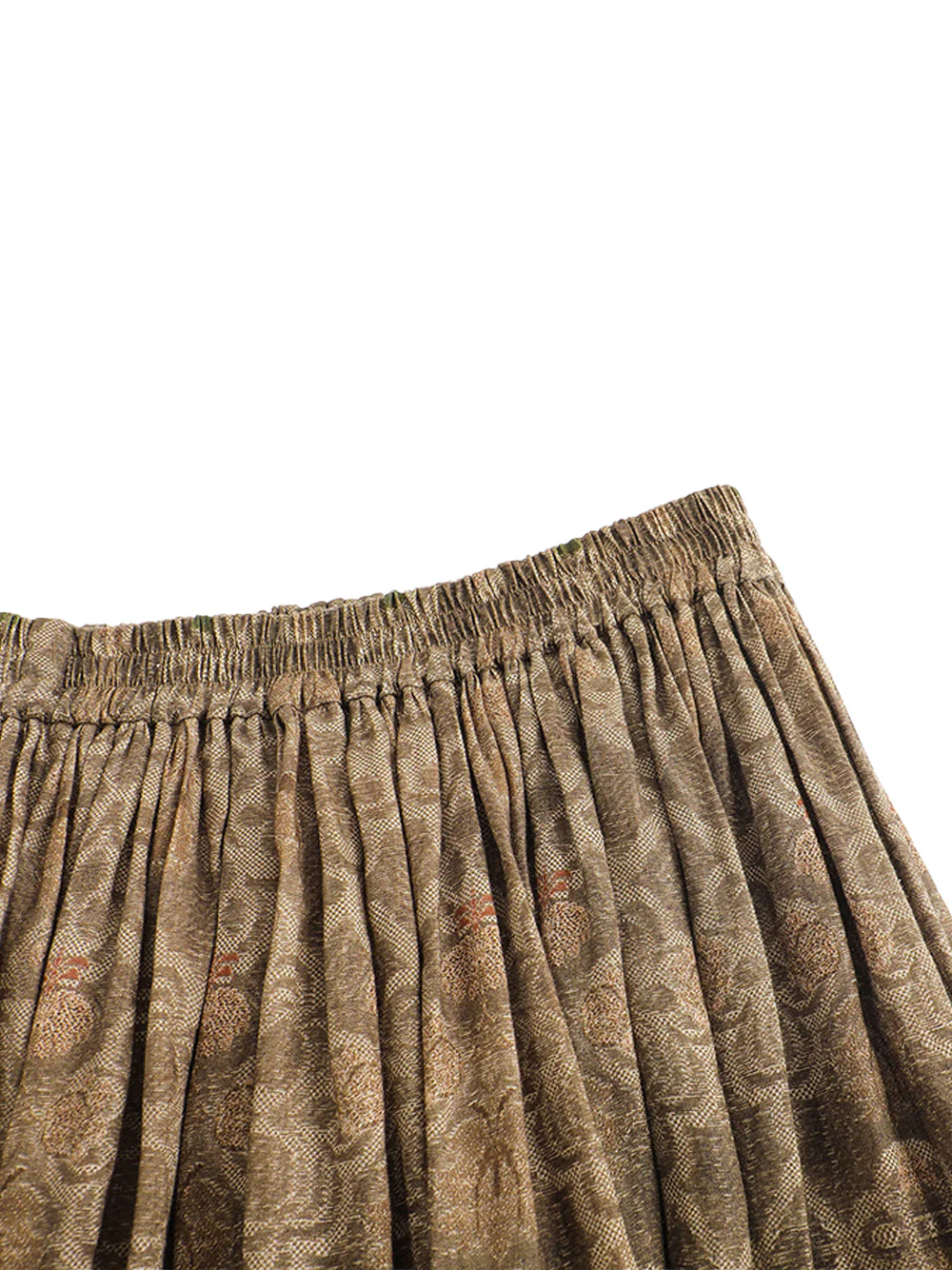 Into The East Women Moss Green Tone-on-Tone Printed Linen Skirt - Image 9