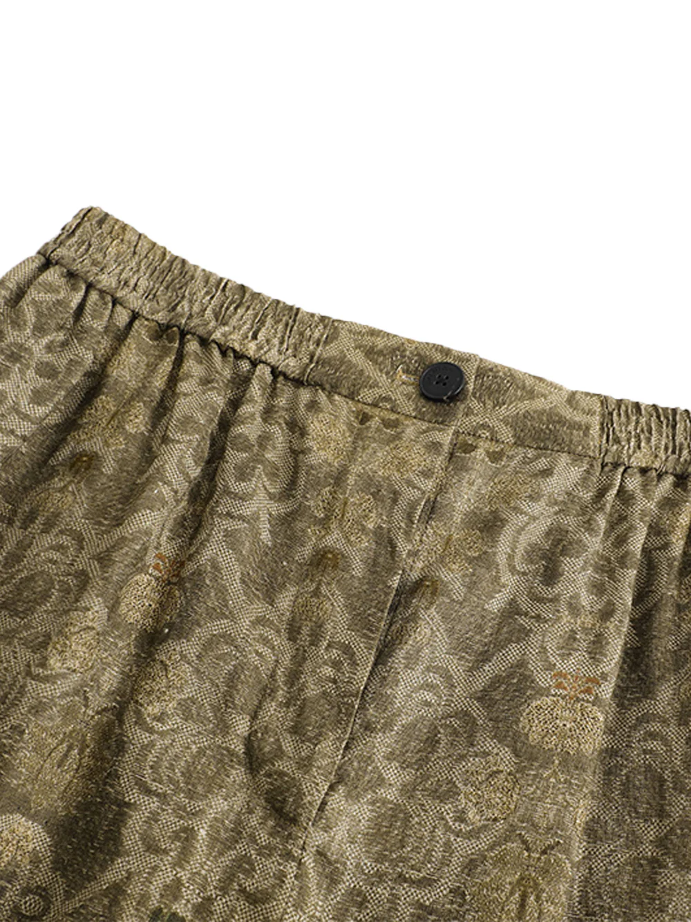 Into The East Women Moss Green Tone-on-Tone Printed Linen Straight-Leg Trousers - Image 6