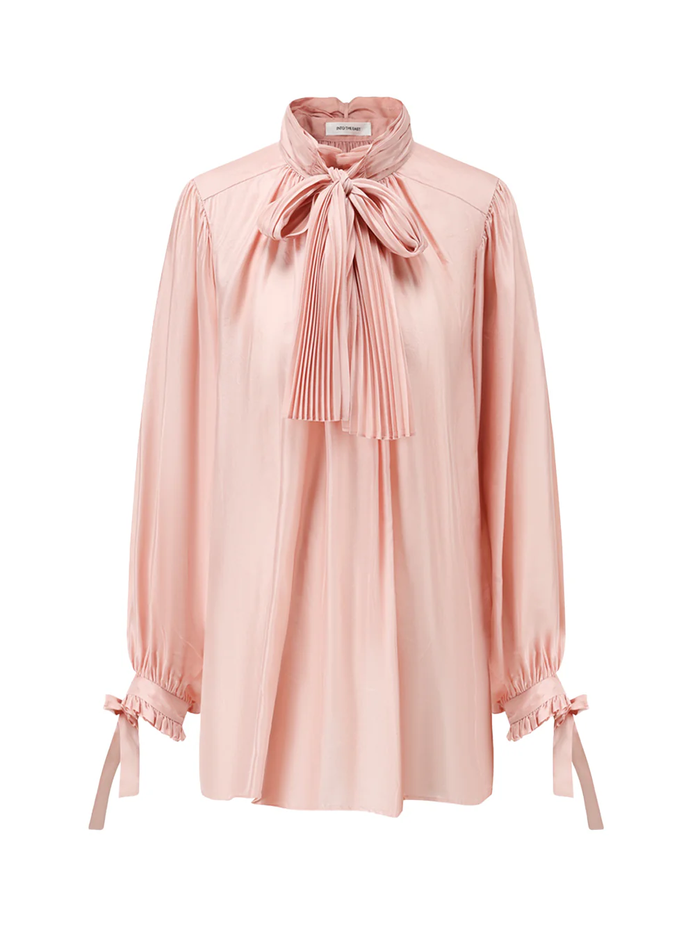 Into The East Women Soft Pink Silk Tie-Front Shirt