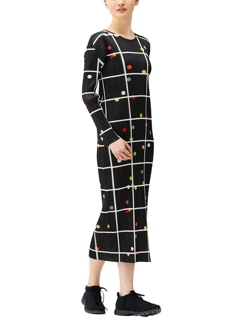Issey Miyake Pleats Please Crossing Dots Dress Black - Image 3
