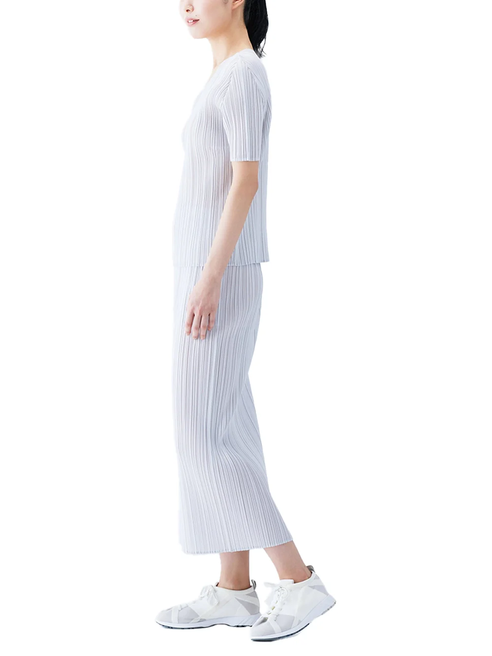 Issey Miyake Pleats Please Basics Skirt Light Grey - Image 3