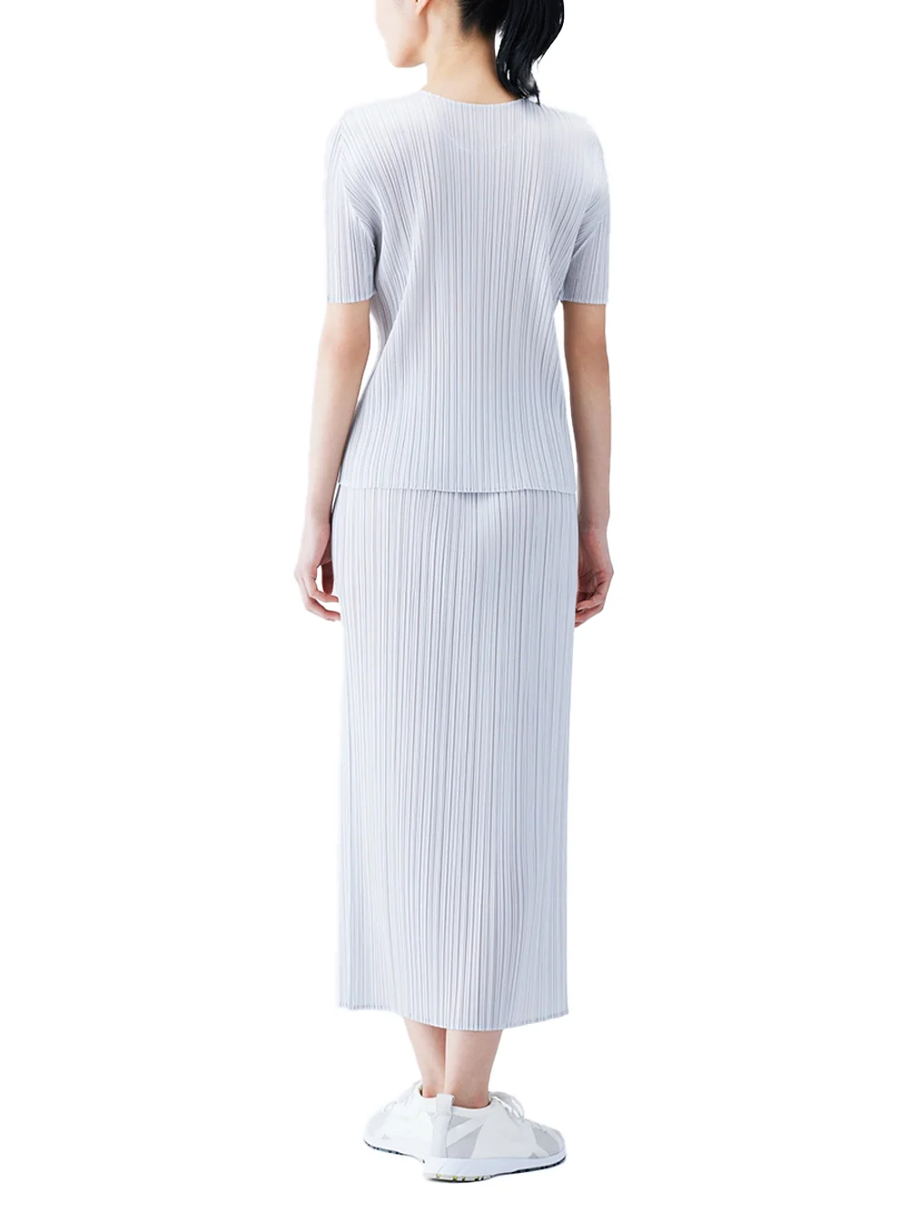 Issey Miyake Pleats Please Basics Skirt Light Grey - Image 4