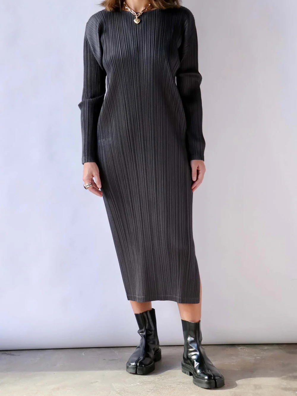 Issey Miyake Pleats Please Dress Grey - Image 3