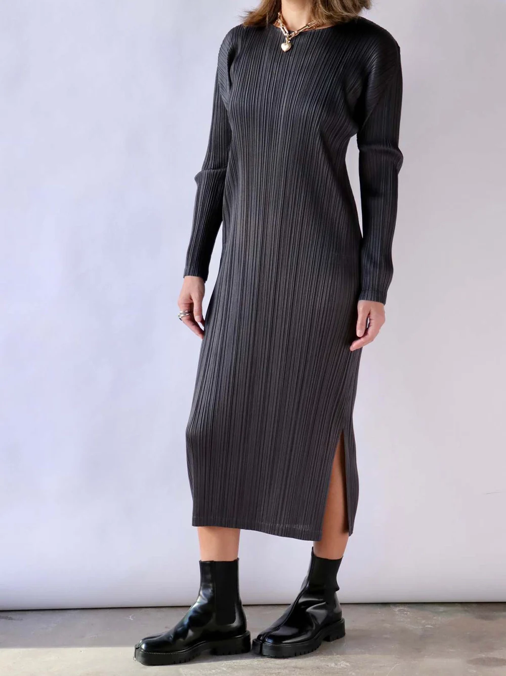 Issey Miyake Pleats Please Dress Grey - Image 4