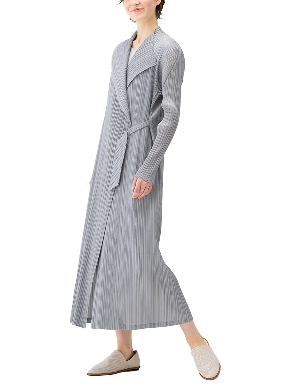 Issey Miyake Pleats Please Facade Coat L. Grey - Image 2