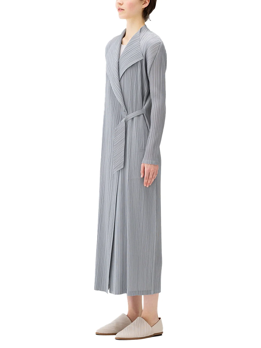 Issey Miyake Pleats Please Facade Coat L. Grey - Image 4