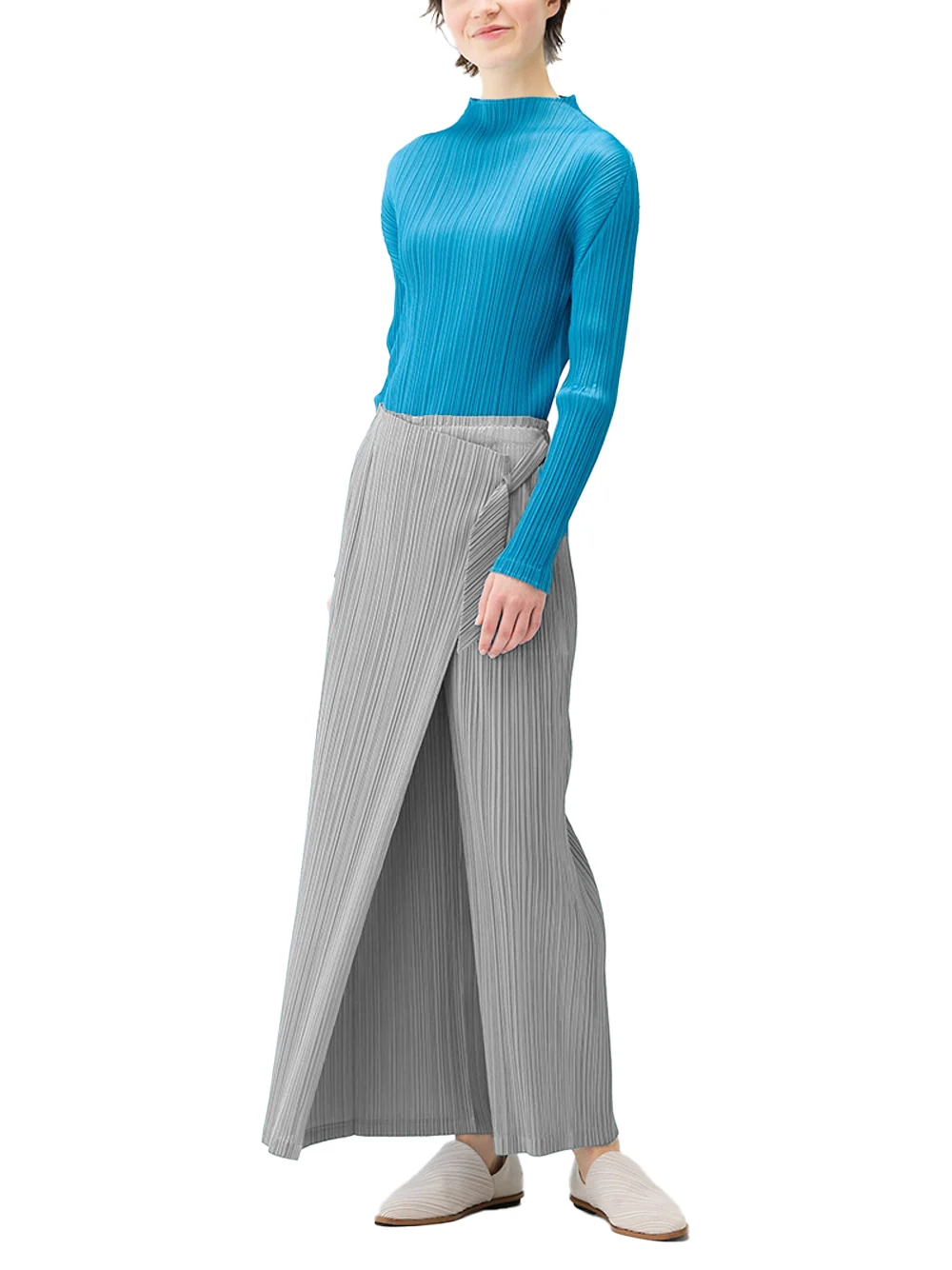 Issey Miyake Pleats Please Facade Trousers L. Grey - Image 3