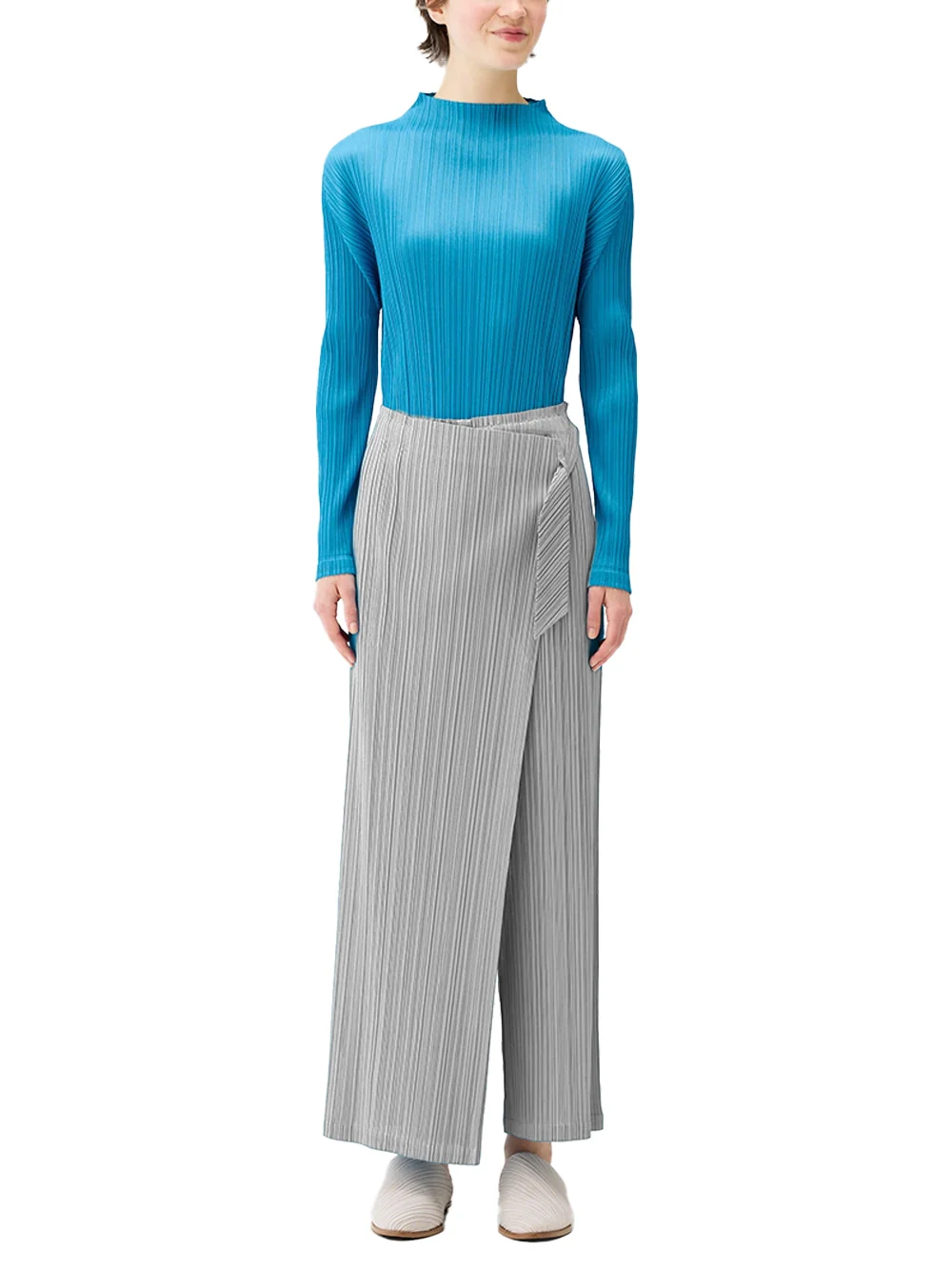 Issey Miyake Pleats Please Facade Trousers L. Grey - Image 4