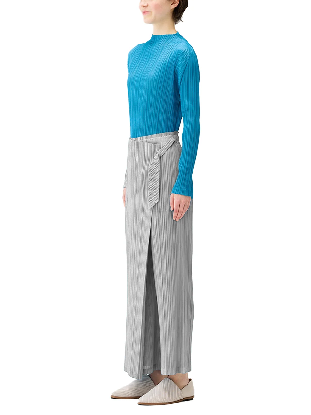 Issey Miyake Pleats Please Facade Trousers L. Grey - Image 5