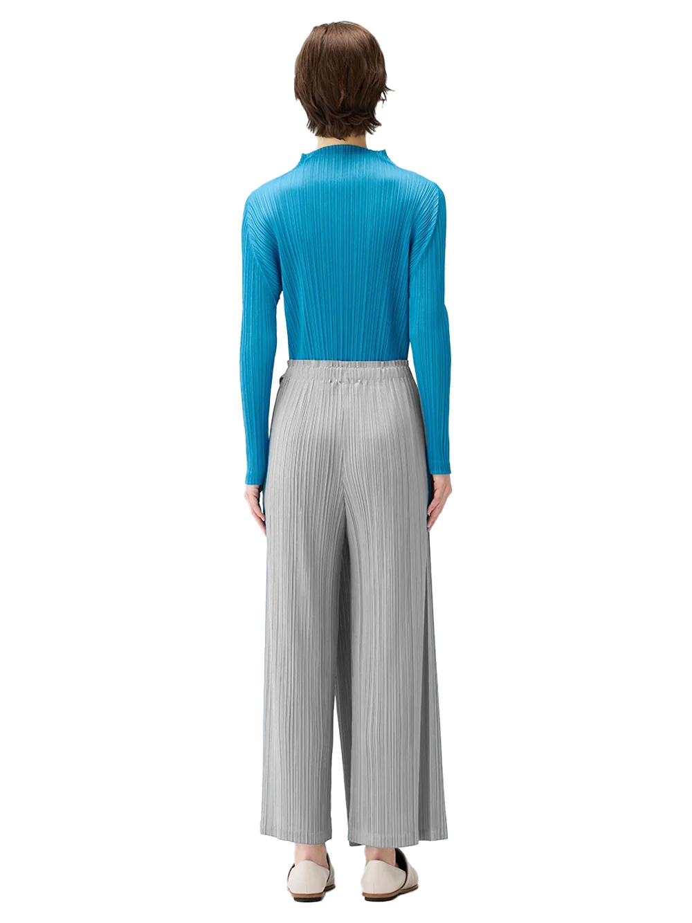 Issey Miyake Pleats Please Facade Trousers L. Grey - Image 7