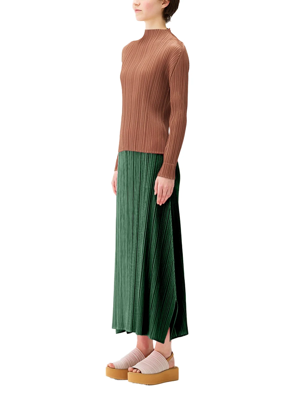 Issey Miyake Pleats Please Skirt Dark Green - Image 3