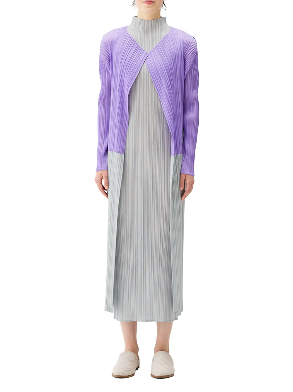Issey Miyake Pleats Please Swing Coat L Purple - Image 2