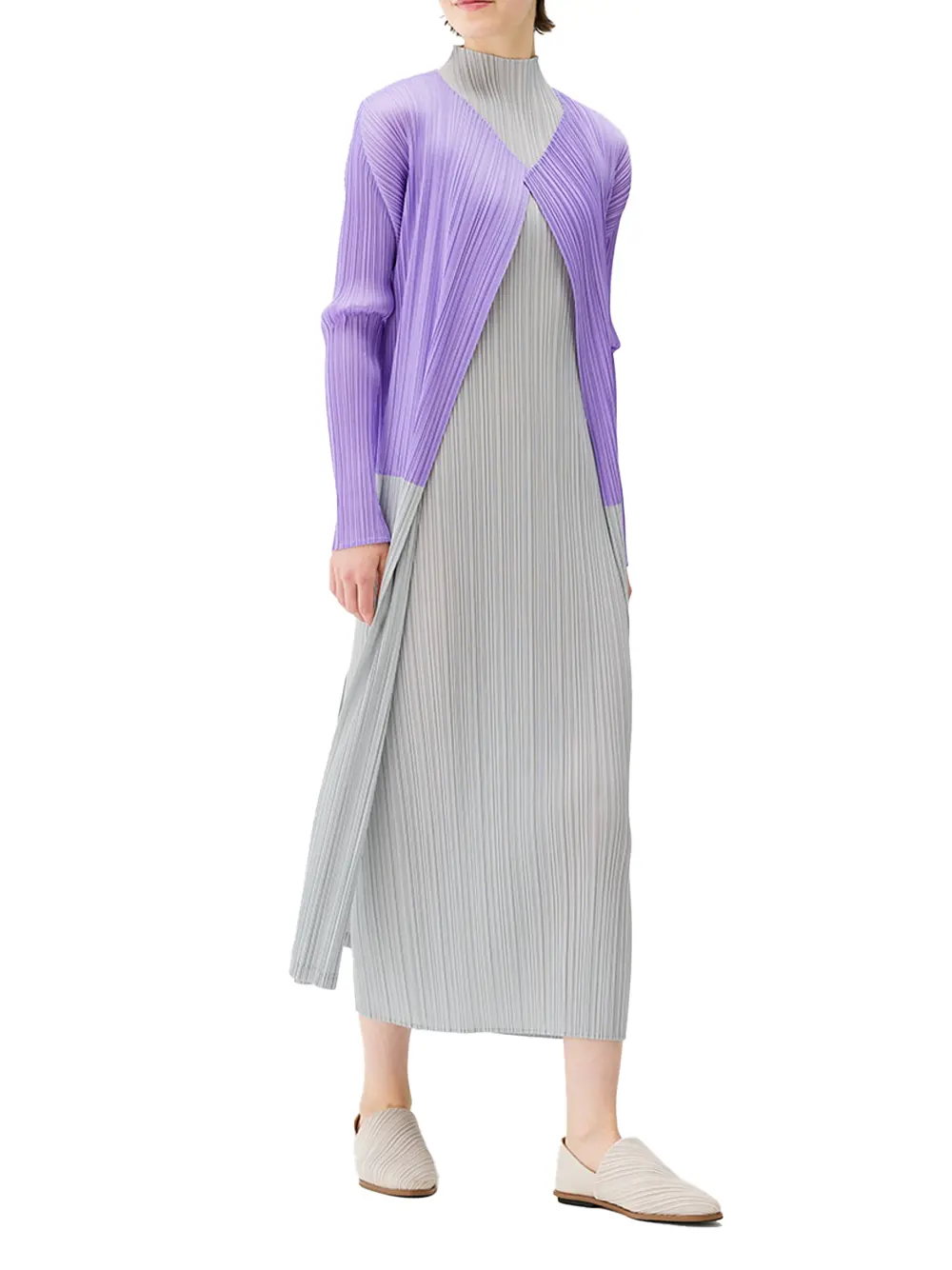 Issey Miyake Pleats Please Swing Coat L Purple - Image 4