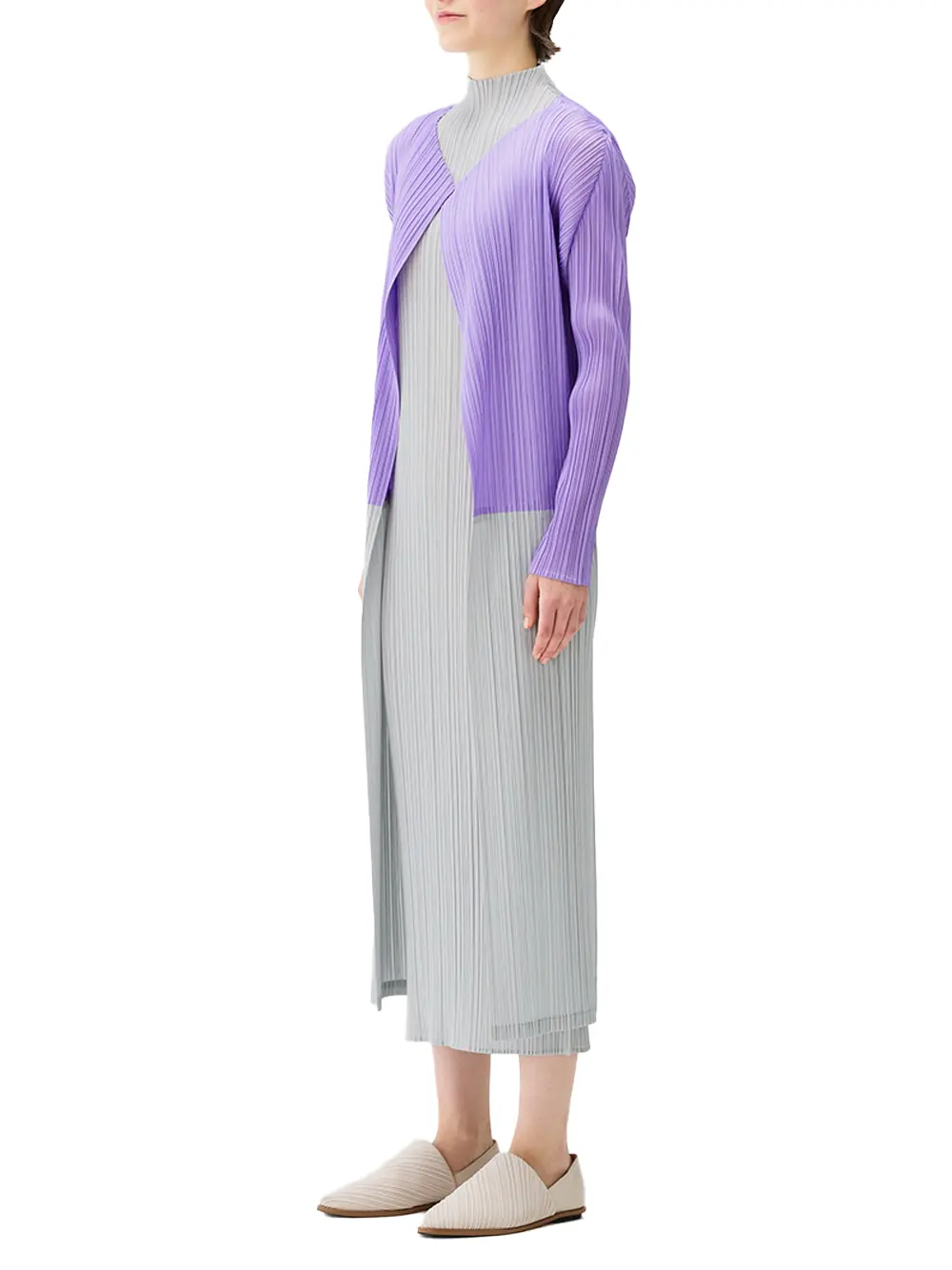 Issey Miyake Pleats Please Swing Coat L Purple - Image 5