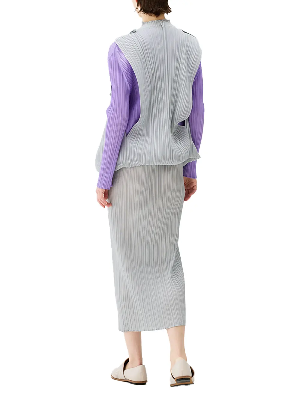 Issey Miyake Pleats Please Swing Coat L Purple - Image 7