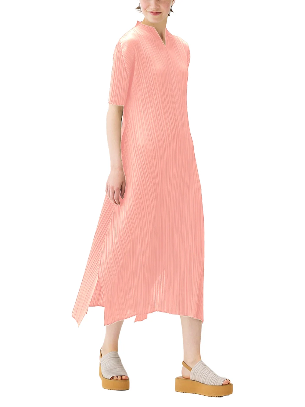 Issey Miyake Pleats Please V Dress Light Pink - Image 2