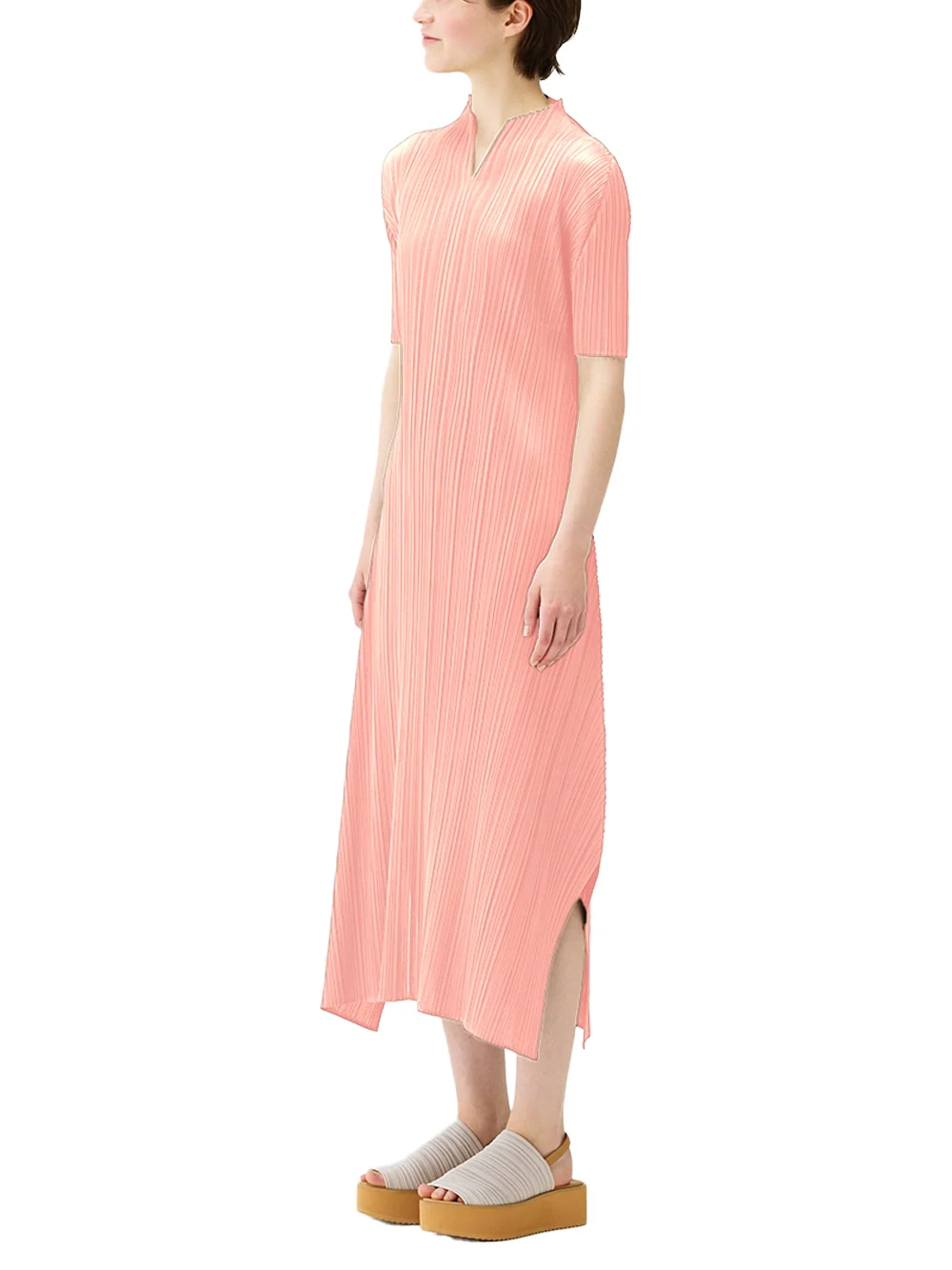Issey Miyake Pleats Please V Dress Light Pink - Image 4