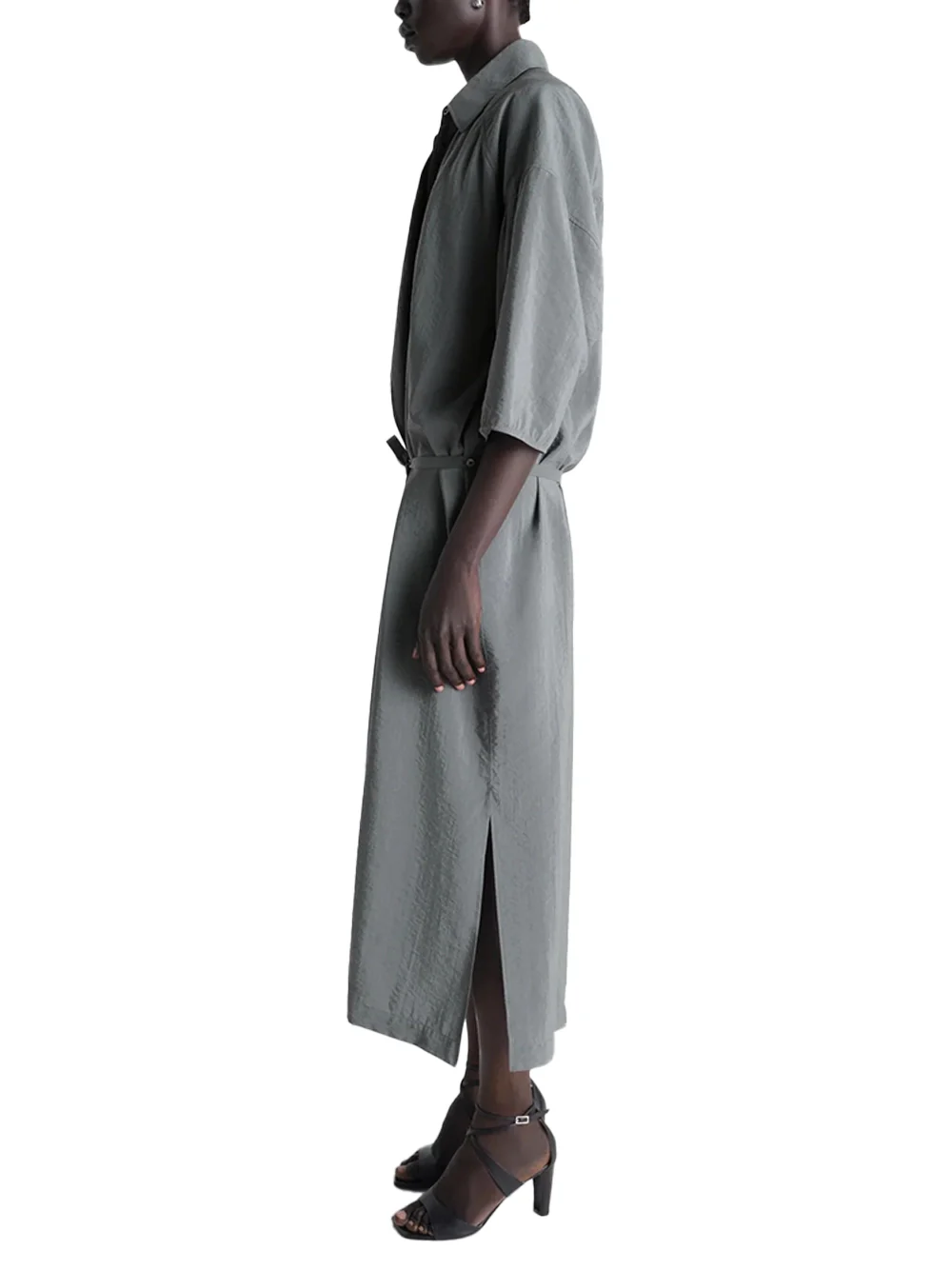 Lemaire Asymmetrical Shirt Dress Aluminium - Image 4