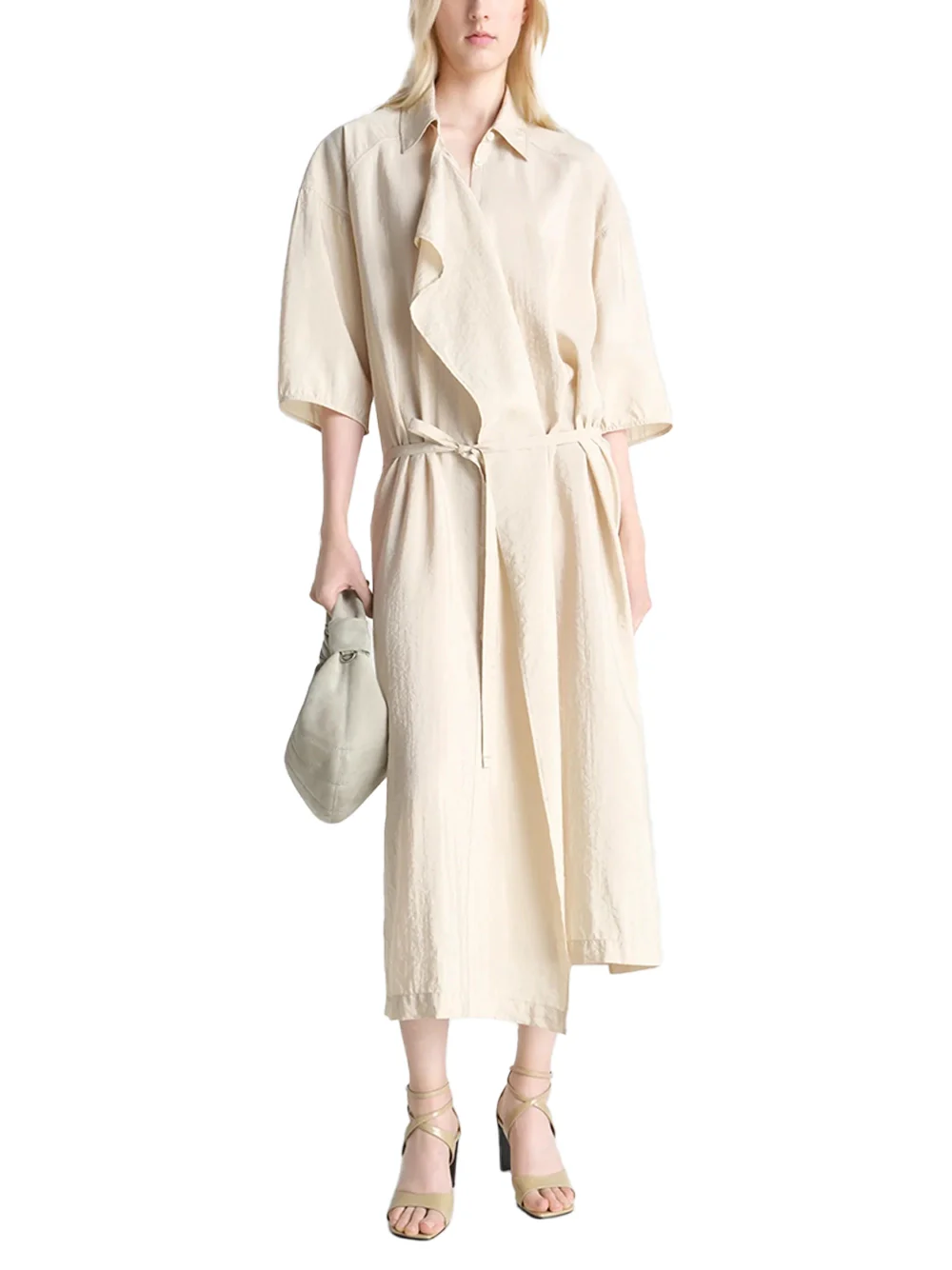 Lemaire Asymmetrical Shirt Dress Oat Milk - Image 2