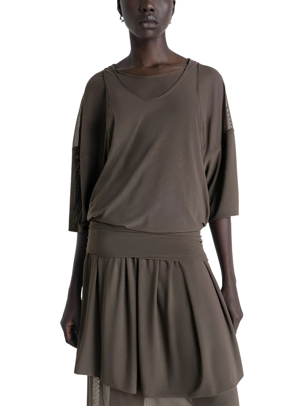 Lemaire Double Layer Dress Brown - Image 3