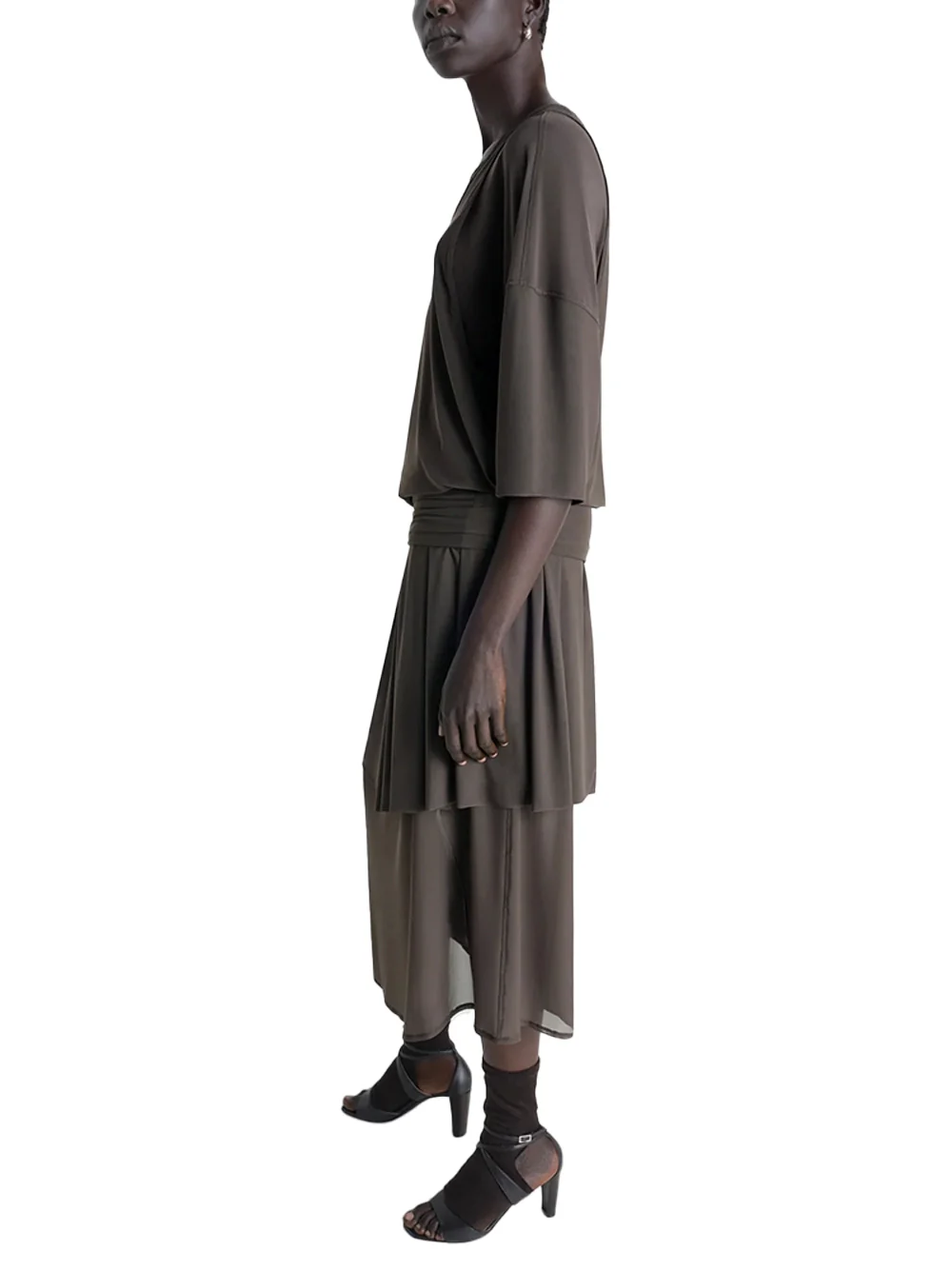 Lemaire Double Layer Dress Brown - Image 4