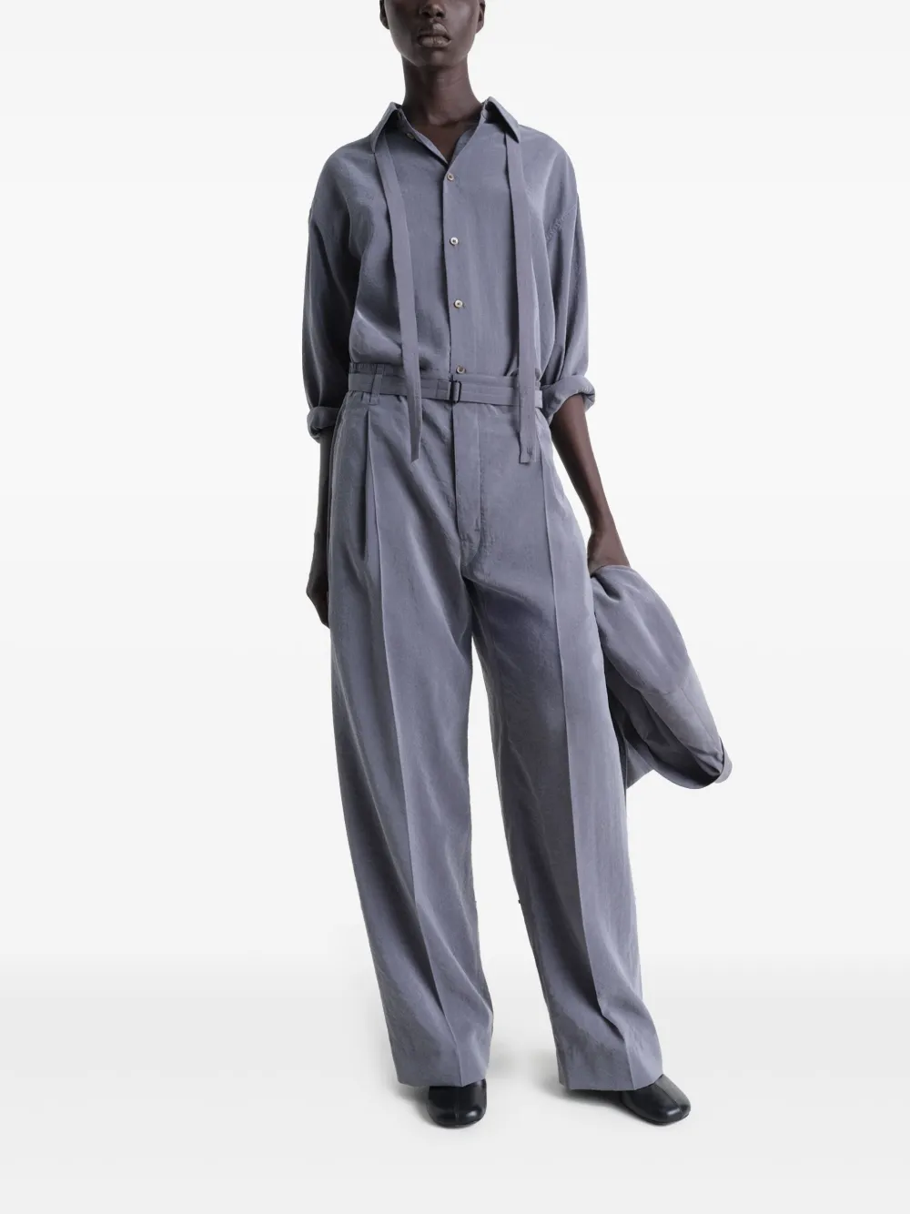 Lemaire Silk Belted Pants Asphalt - Image 3