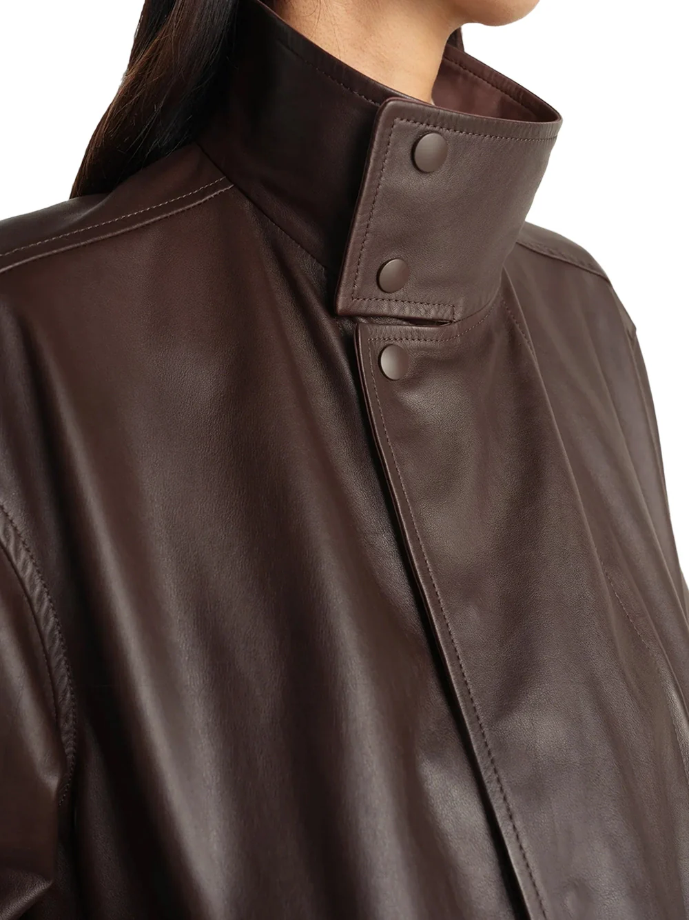 Lemaire Soft Leather Blouson Jacket Chocolate - Image 5