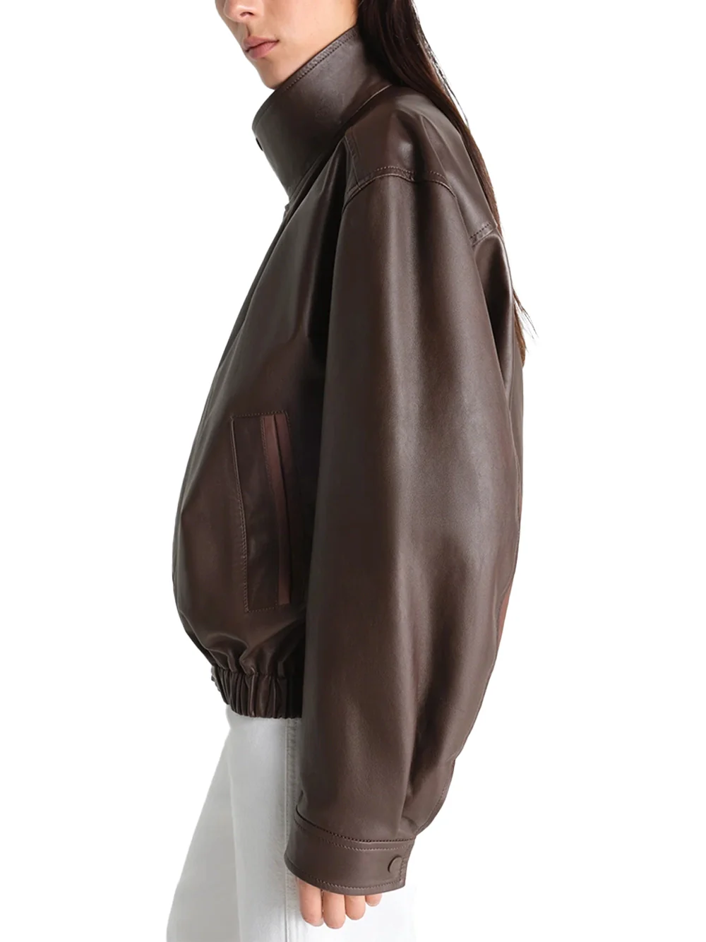 Lemaire Soft Leather Blouson Jacket Chocolate - Image 6