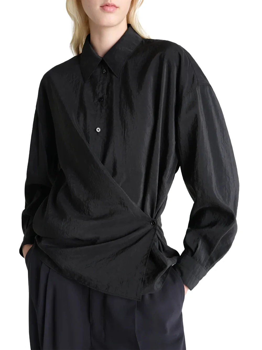 Lemaire Straight Collar Twisted Shirt Black - Image 3