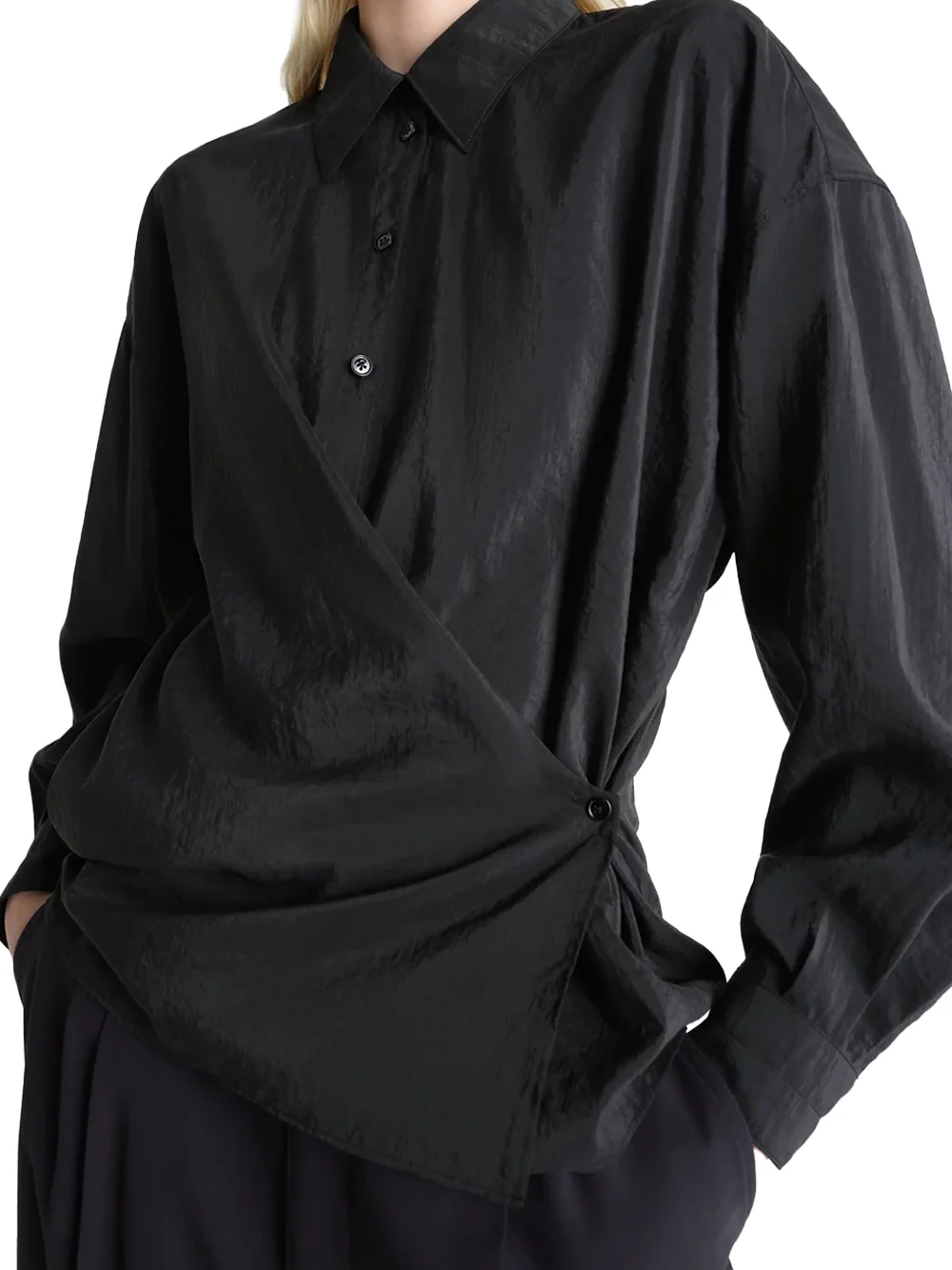 Lemaire Straight Collar Twisted Shirt Black - Image 4