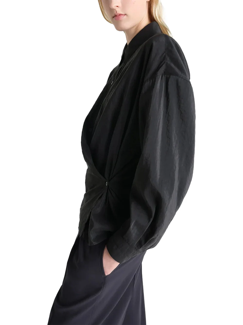 Lemaire Straight Collar Twisted Shirt Black - Image 5