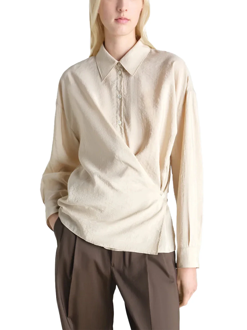 Lemaire Straight Collar Twisted Shirt Oat - Image 3