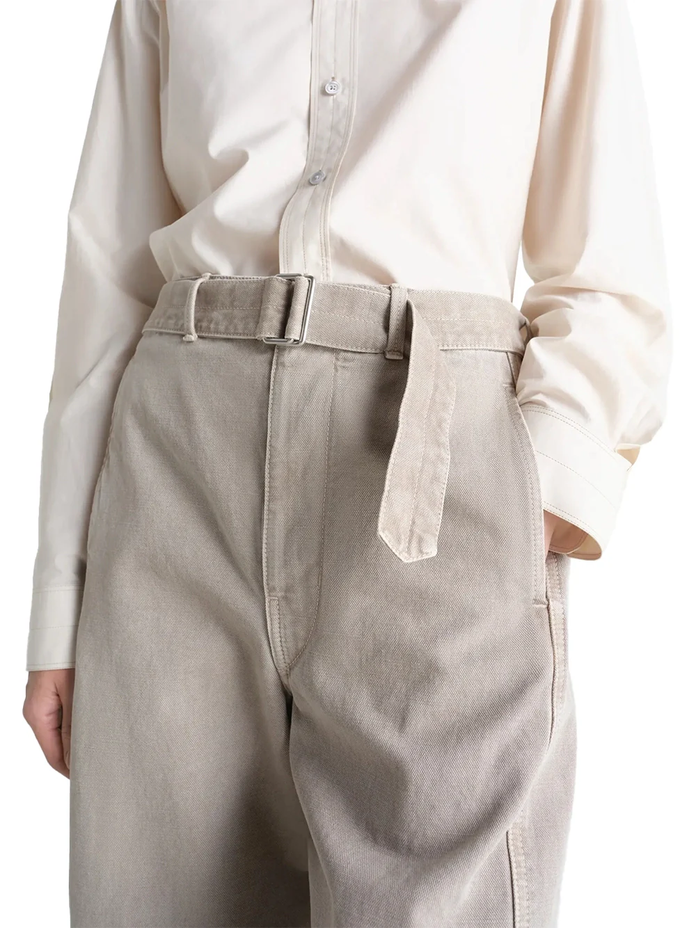 Lemaire Twisted Belted Pants Moonstone - Image 3