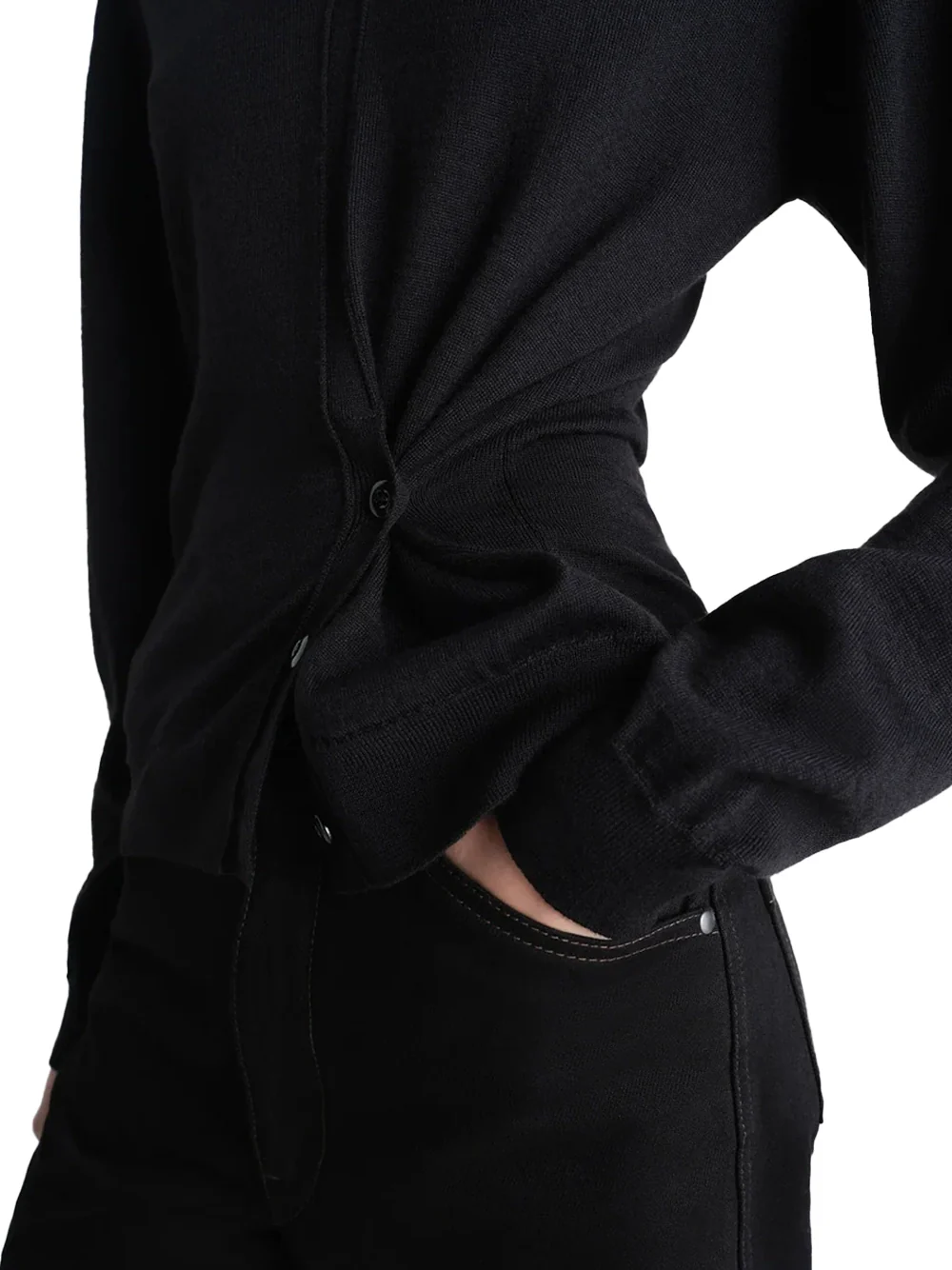 Lemaire Twisted V Neck Jumper Black - Image 4